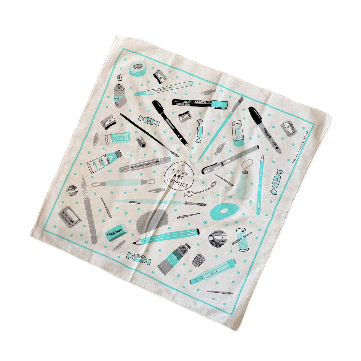 Art Supply Bandana – Illustrated Artist Scarf by Molly Anne Bishop